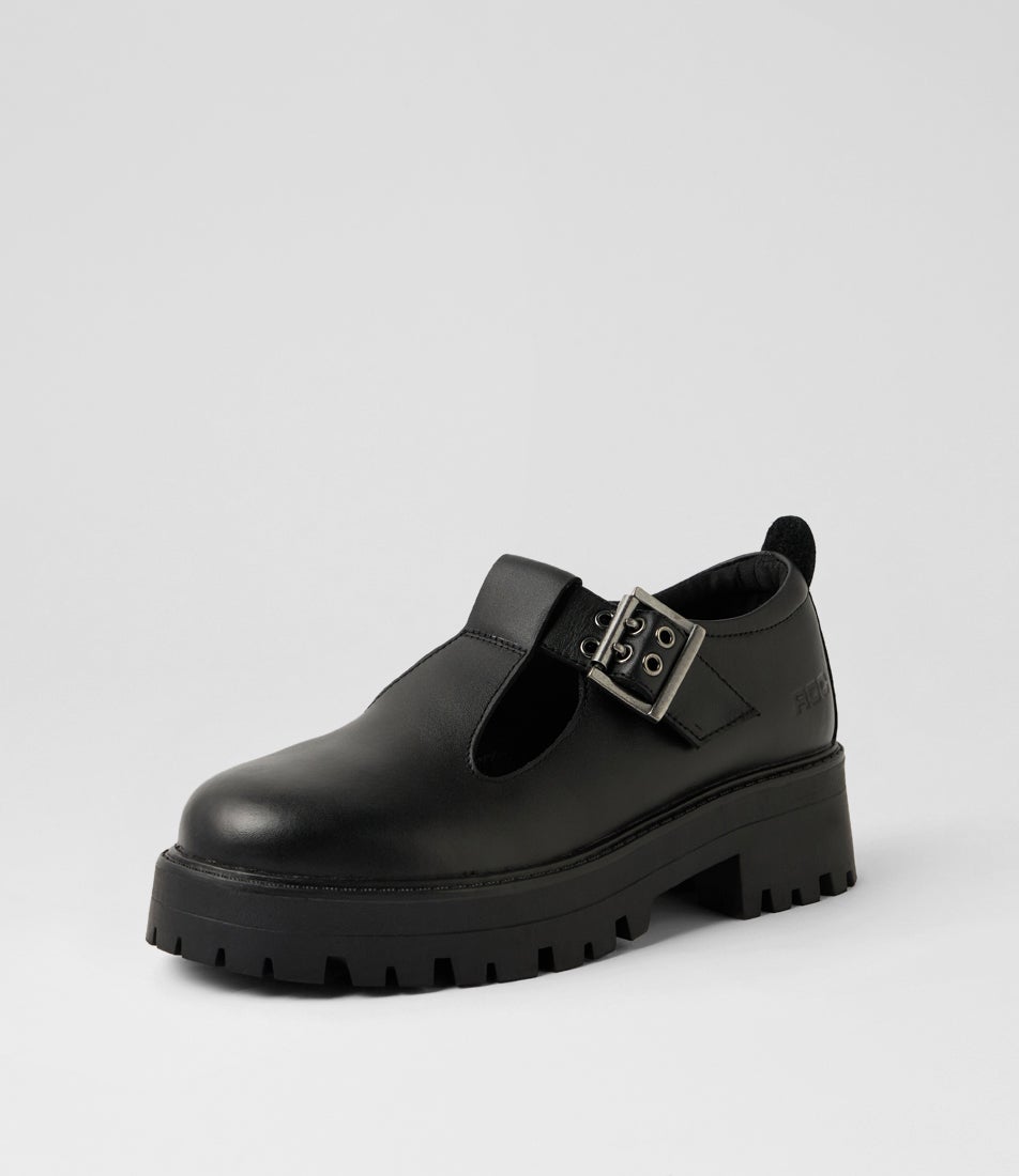 Chai Black Leather Heels