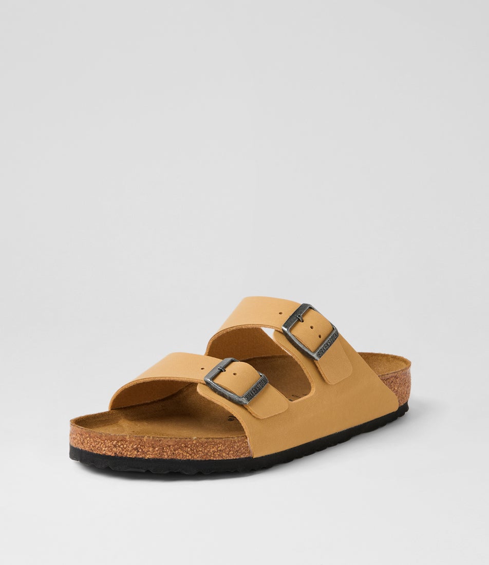 Arizona Mens Latte Cream Leather Slides