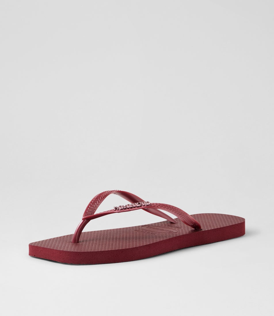 Slim Square Toe Amaranth Rubber Thongs