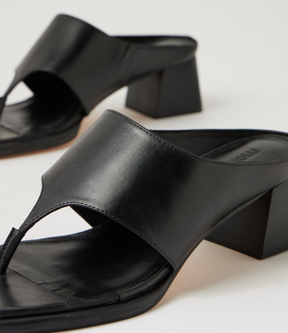 Marte Black Leather Sandals