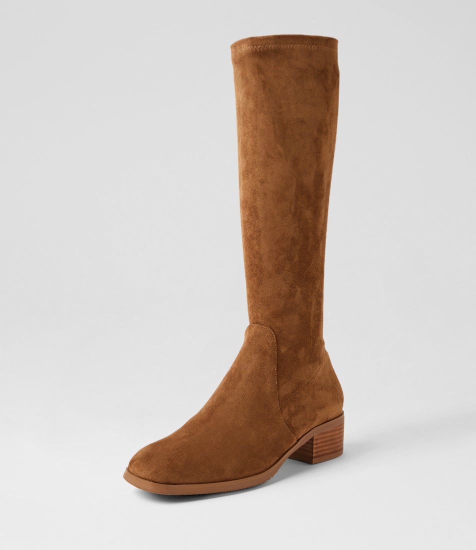 Oquail Light Choc Natural Stretch Microsuede Knee High Boots