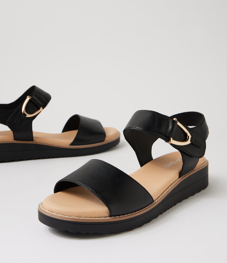 Heelia Black Leather Sandals Heelia Black Leather Sandals