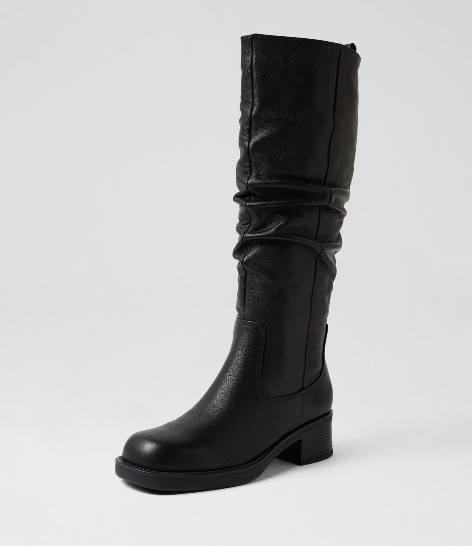Florence Black Leather Knee High Boots