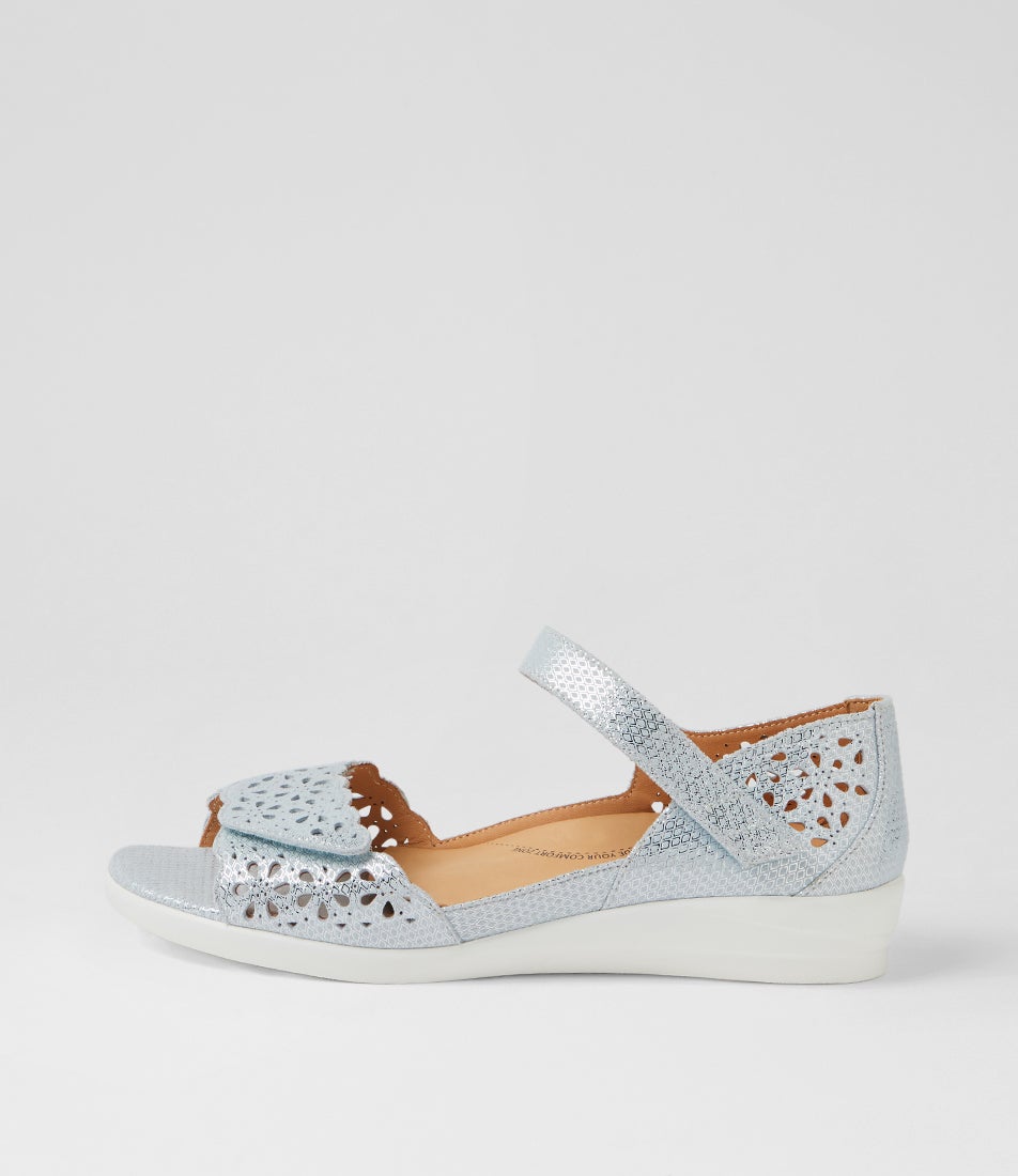 Dusty W Silver Mix Leather Sandals