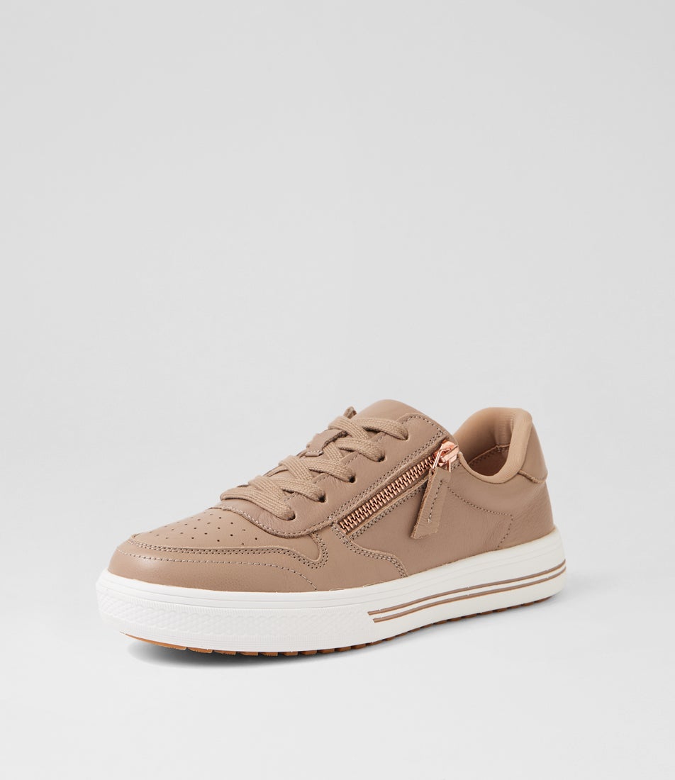 Animate Light Taupe Leather Sneakers
