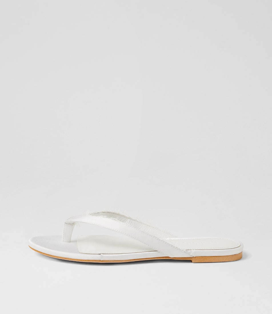 Dinnah White Satin Thongs