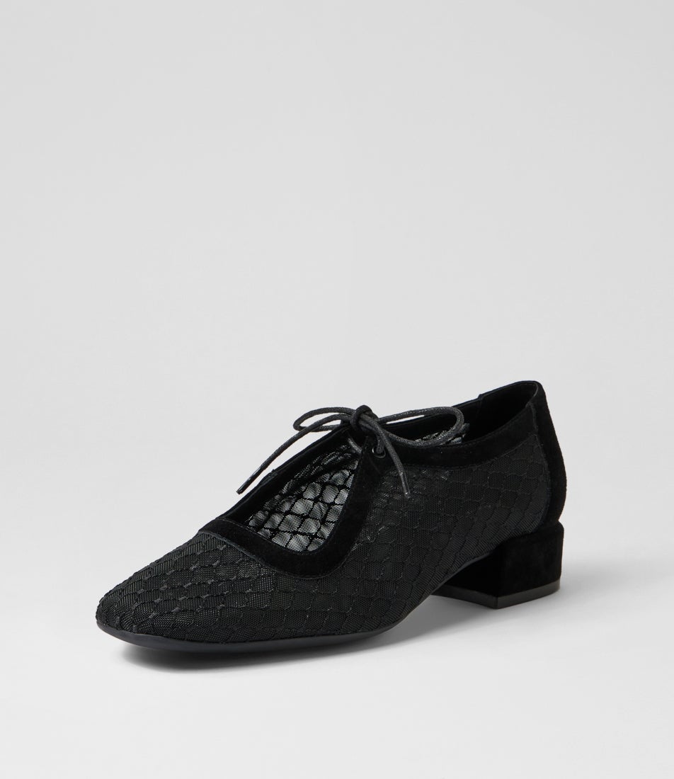 Violeine Black Suede Mix Mary Jane Heels