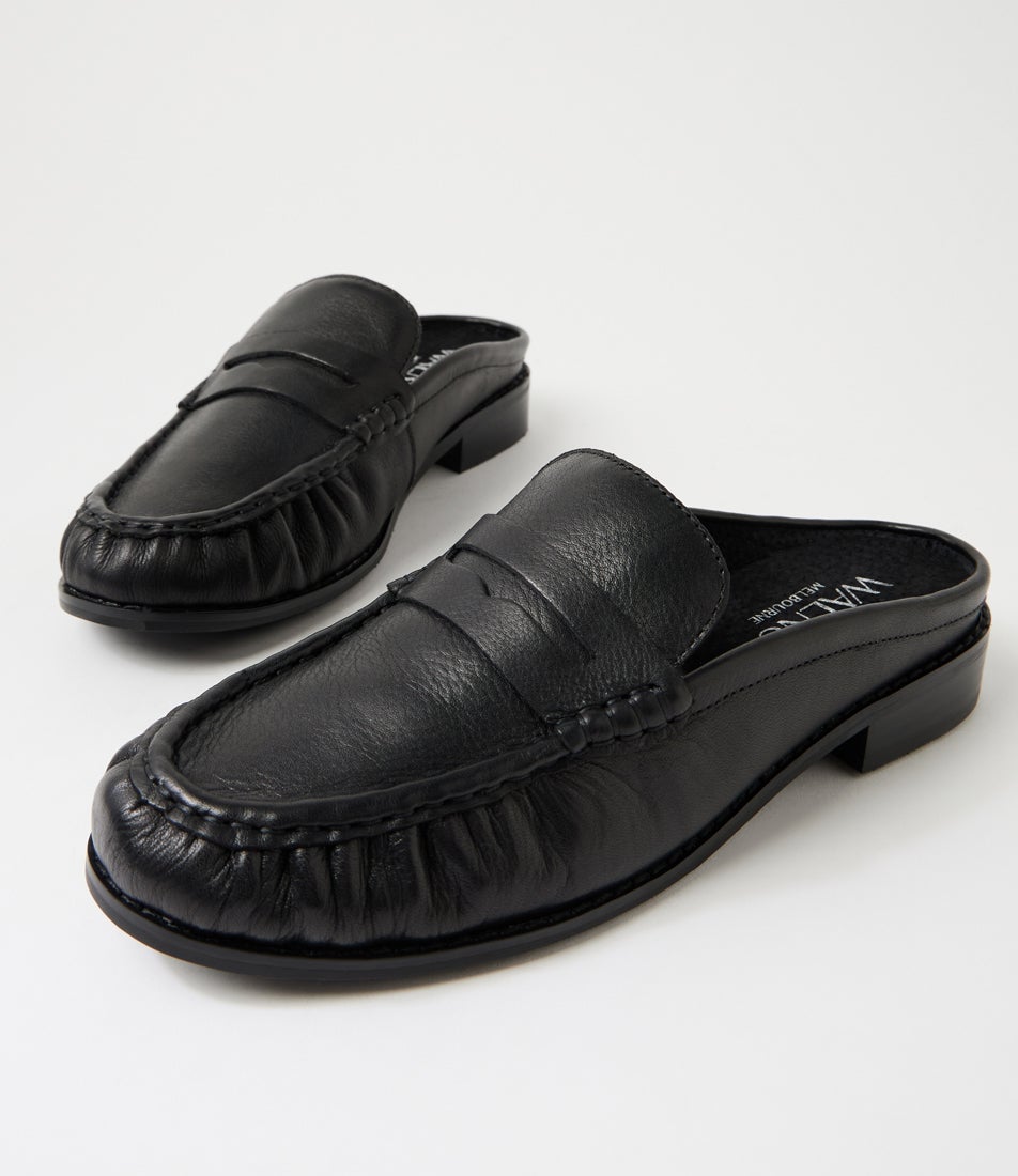 Hugo Mule Black Leather Mules
