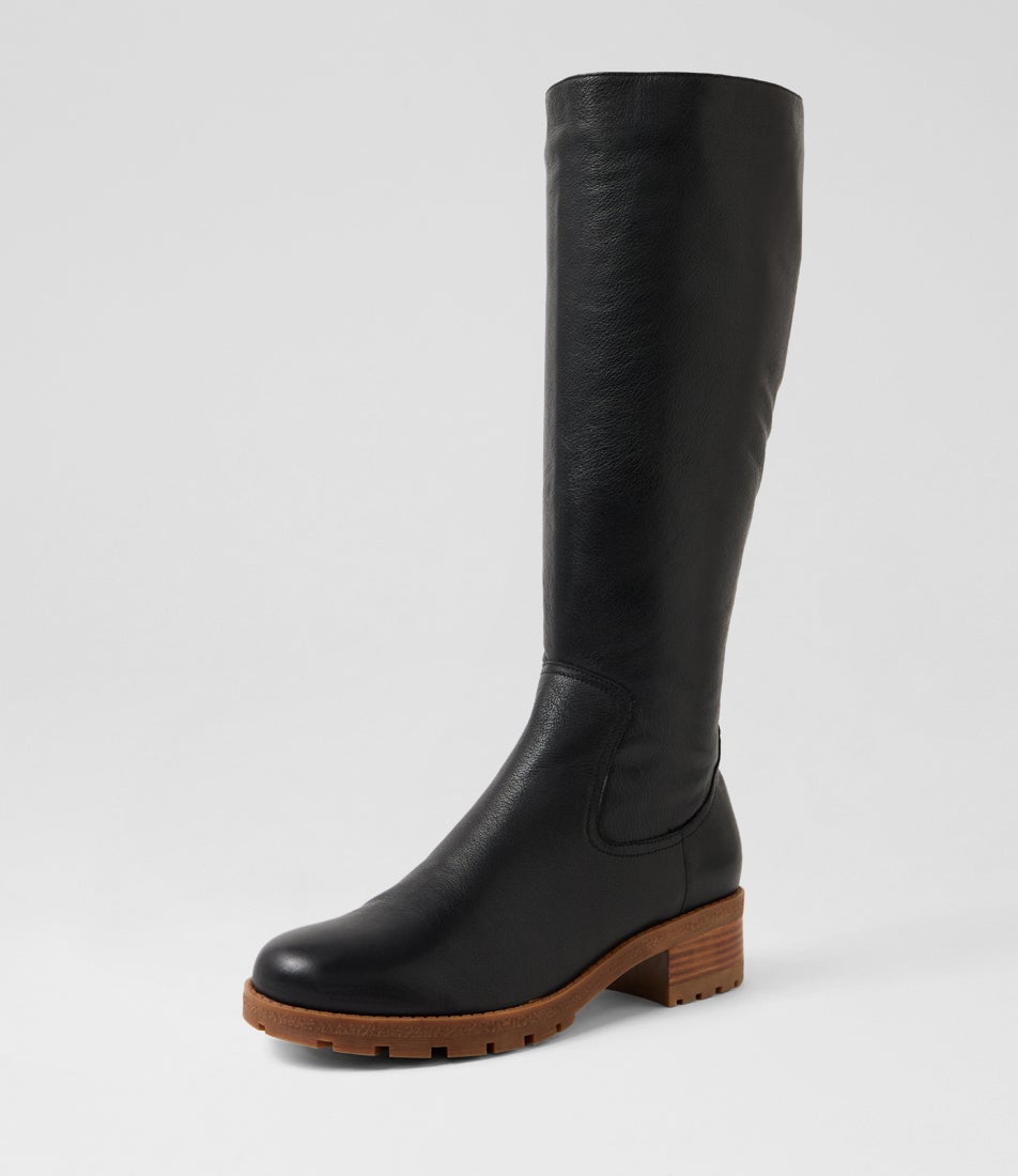 Margrita Black Natural Leather Knee High Boots