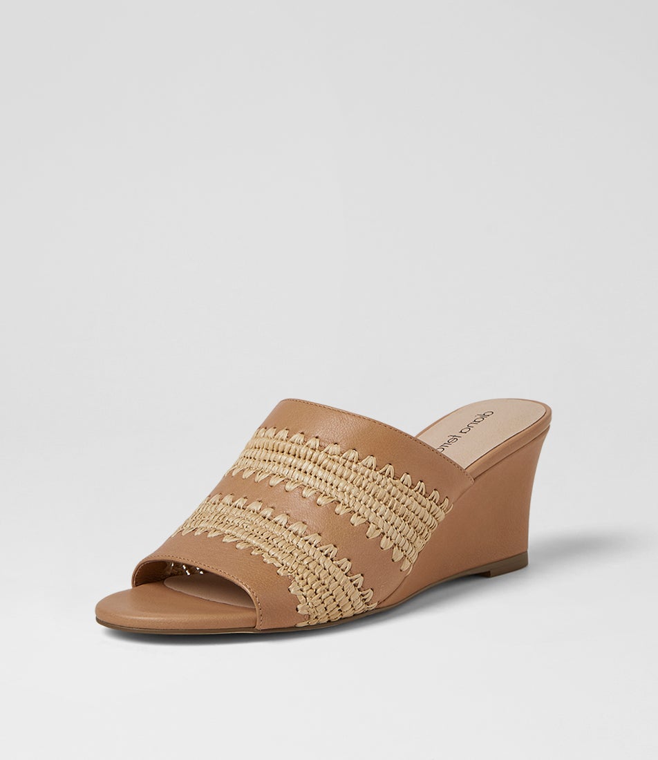 Issey Tan Natural Leather Wedges