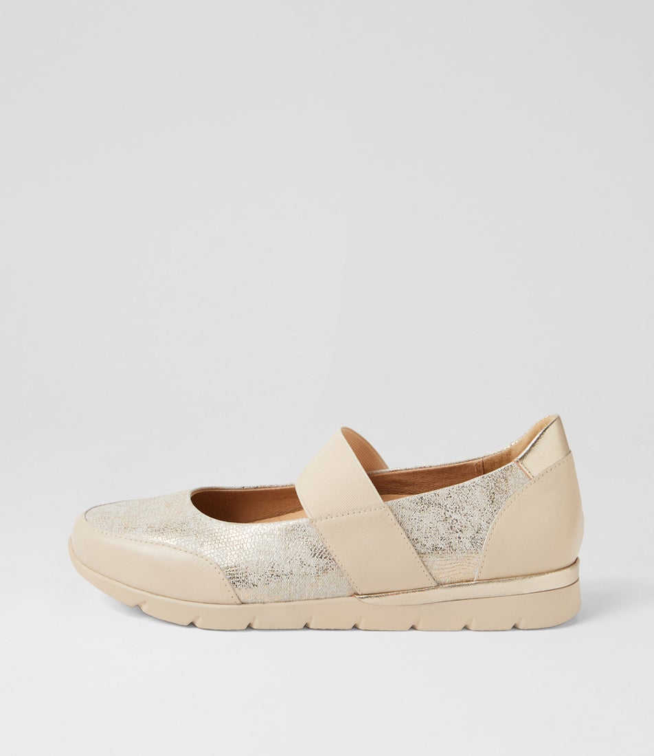 Jebba Xw Ivory Lizard Pale Gold Multi Mary Janes
