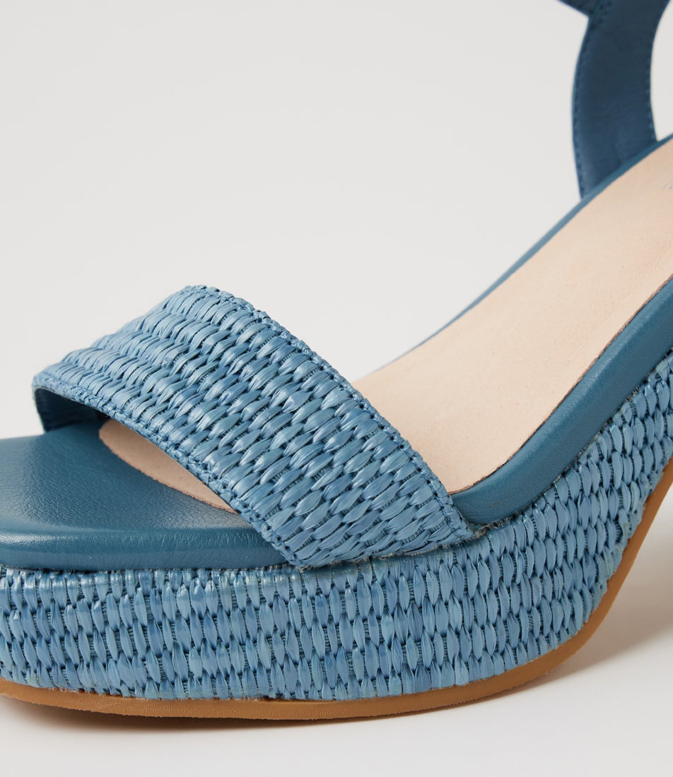 Kondry Denim Patent Synthetic Sandals