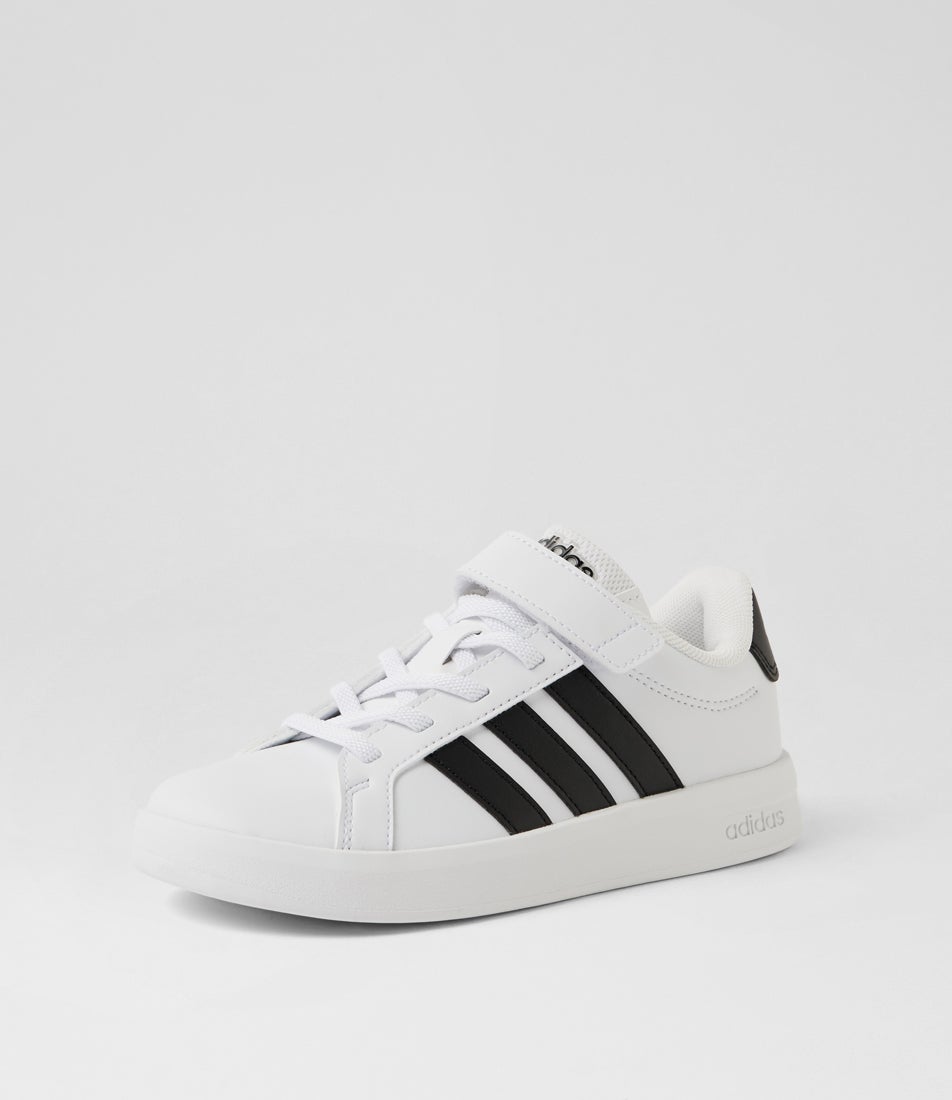 Grand Court 3  Junior White Black Sneakers