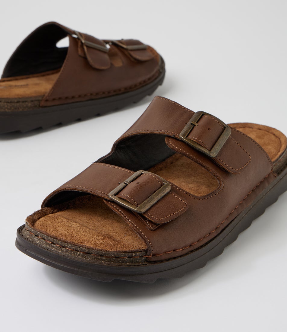 Irvin Cognac Leather Slides