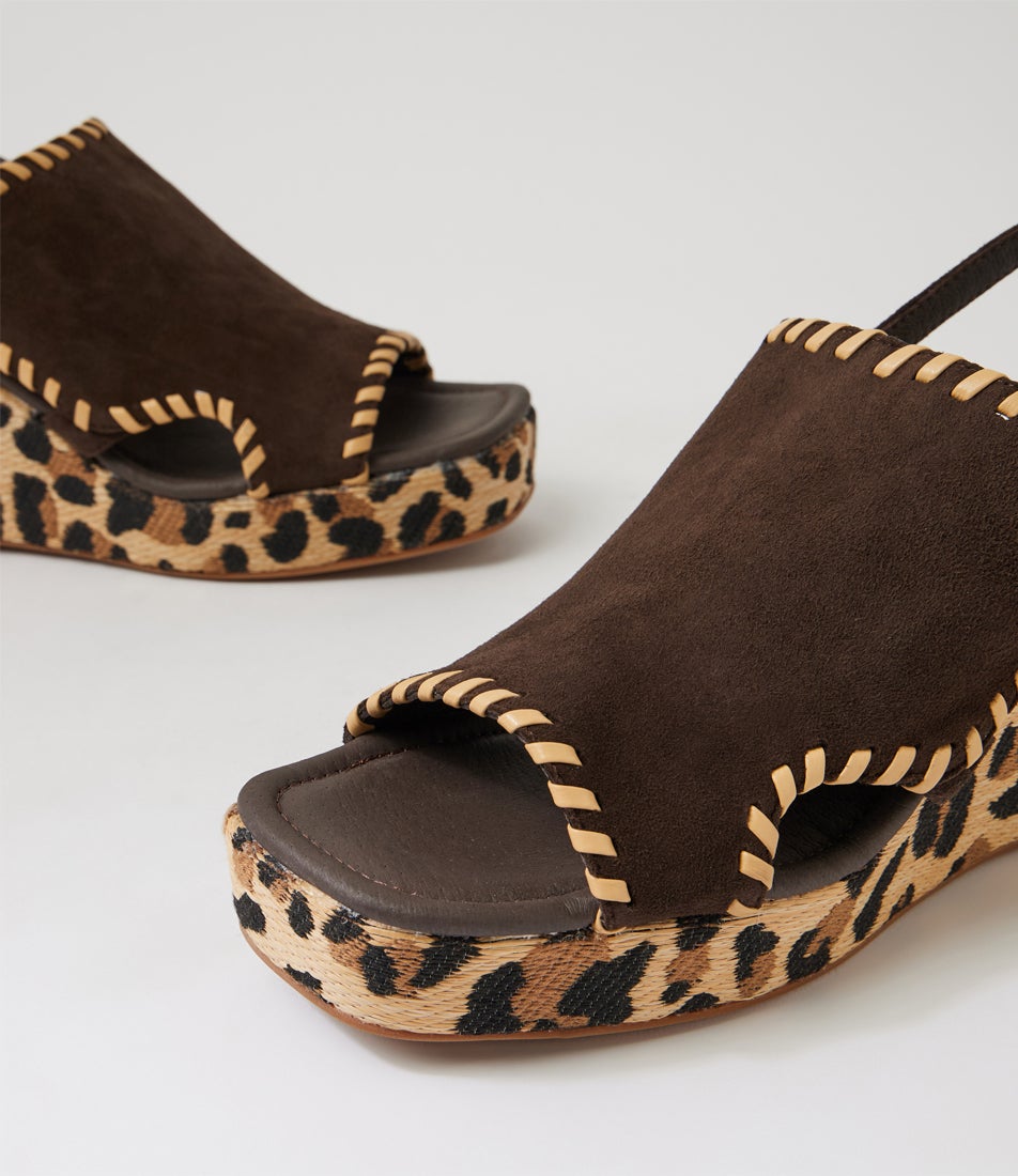 Conee Choc Leopard Multi Slingbacks