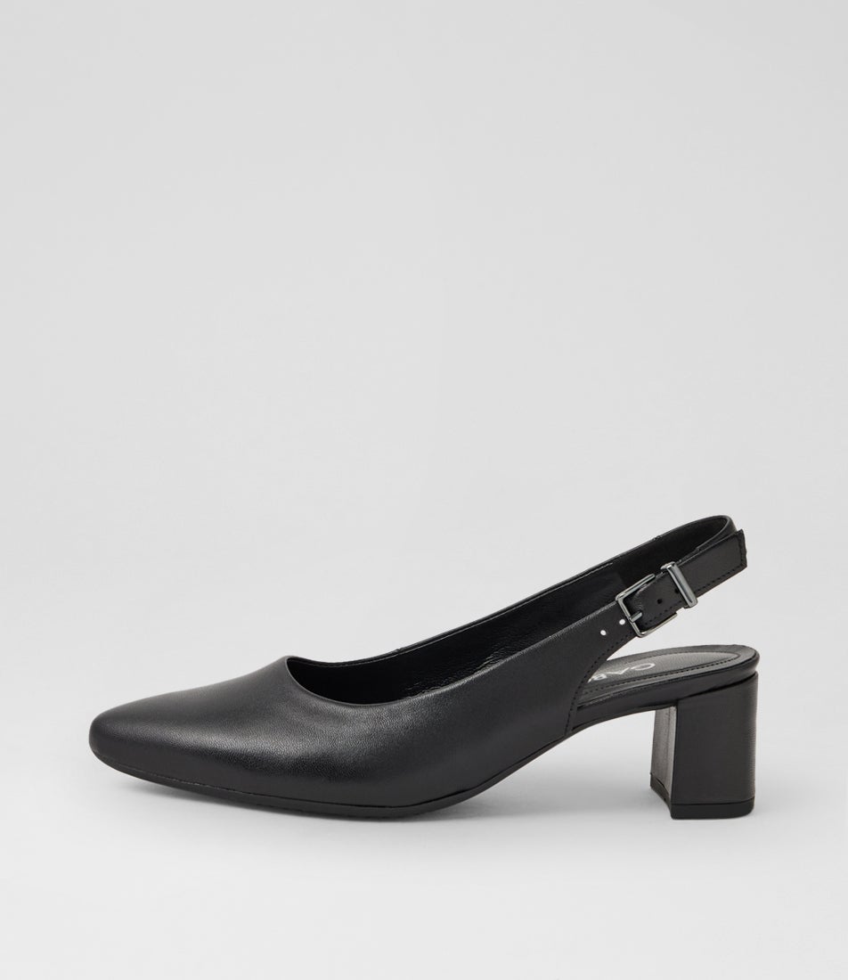 Ginah Schwarz Leather Slingbacks