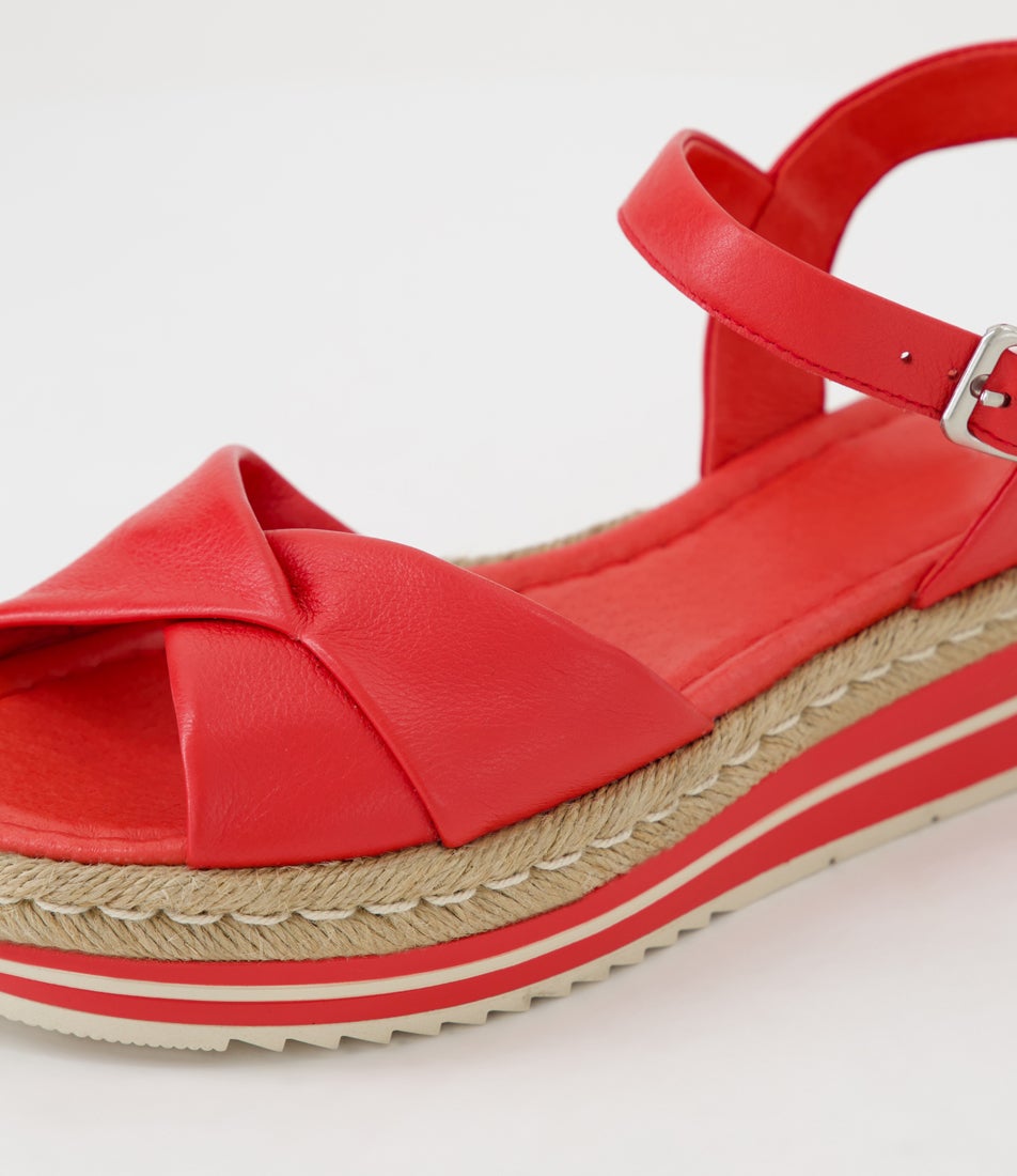 Angles Red Leather Sandals