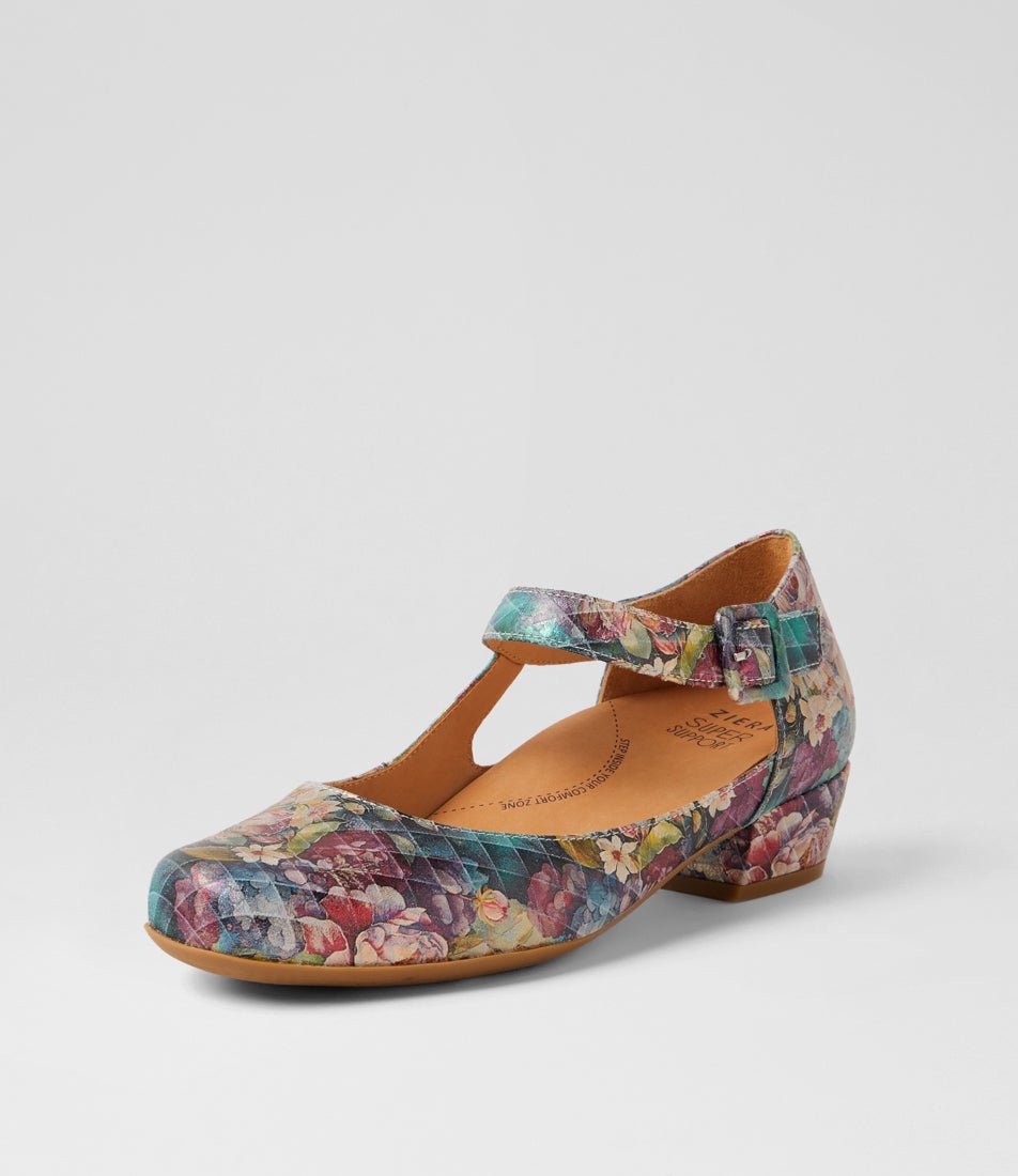 Qango Xw Teal Diamond Leather Heels
