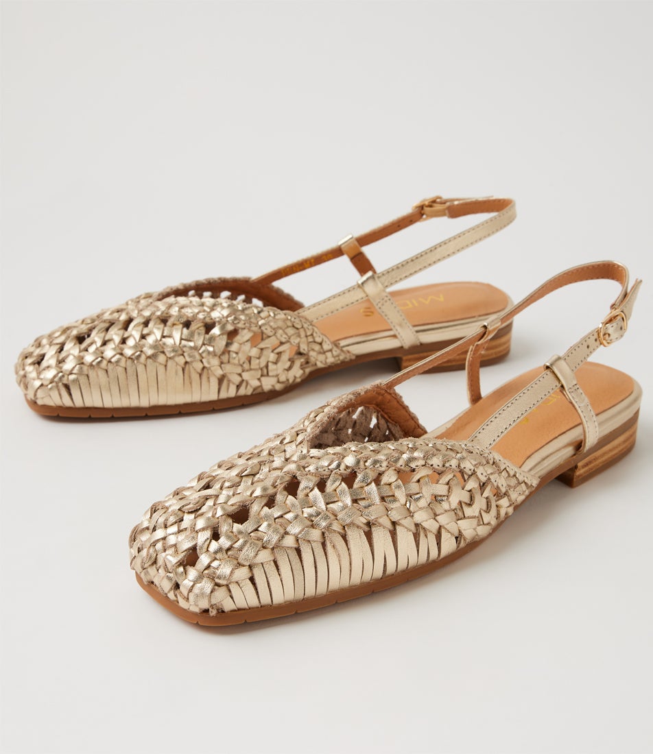 Pen Pale Gold Leather Slingbacks