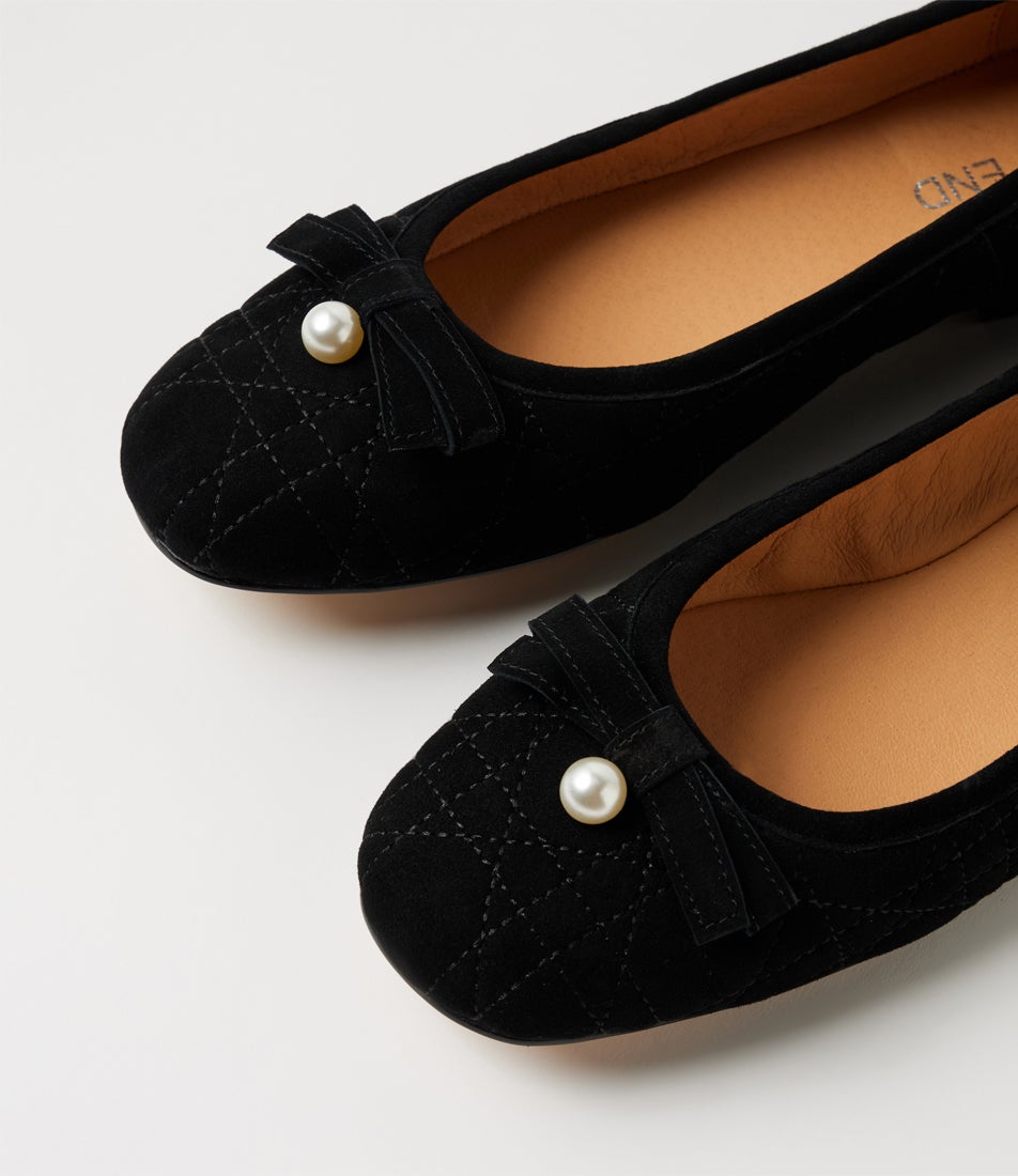 Mysta Black Suede Ballet Flats