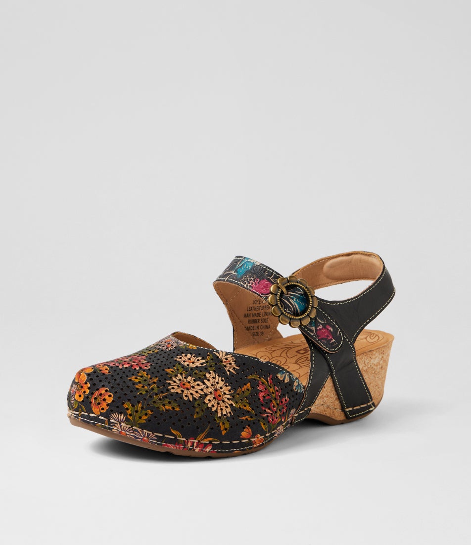 Joice Black Floral Multi Mary Jane Heels