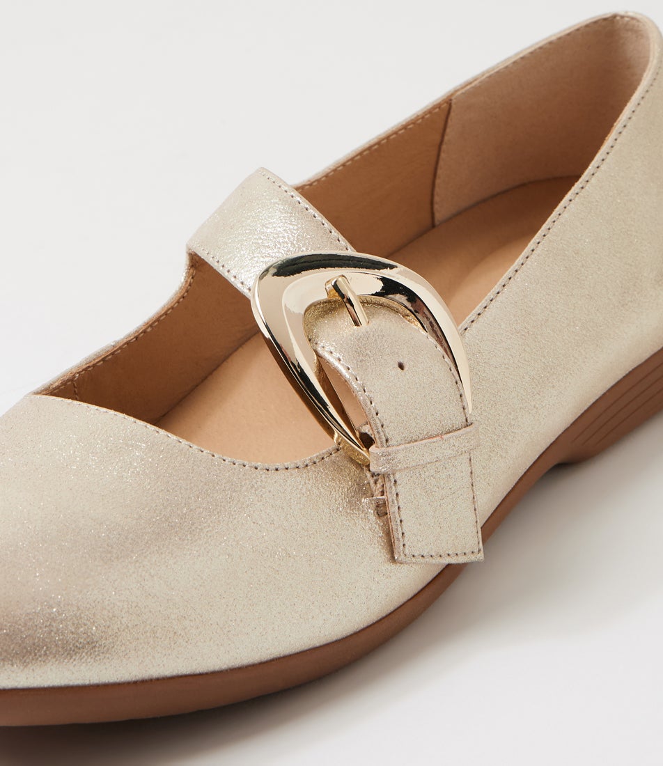Briells Champagne Shimmer Suede Mary Janes