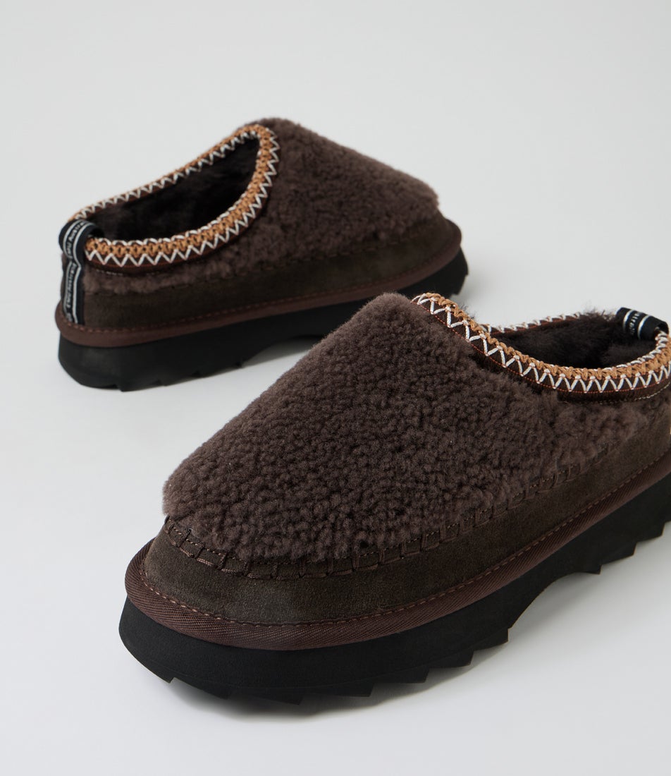 Sharky Adventure Teddy Chocolate Sheepskin Slippers