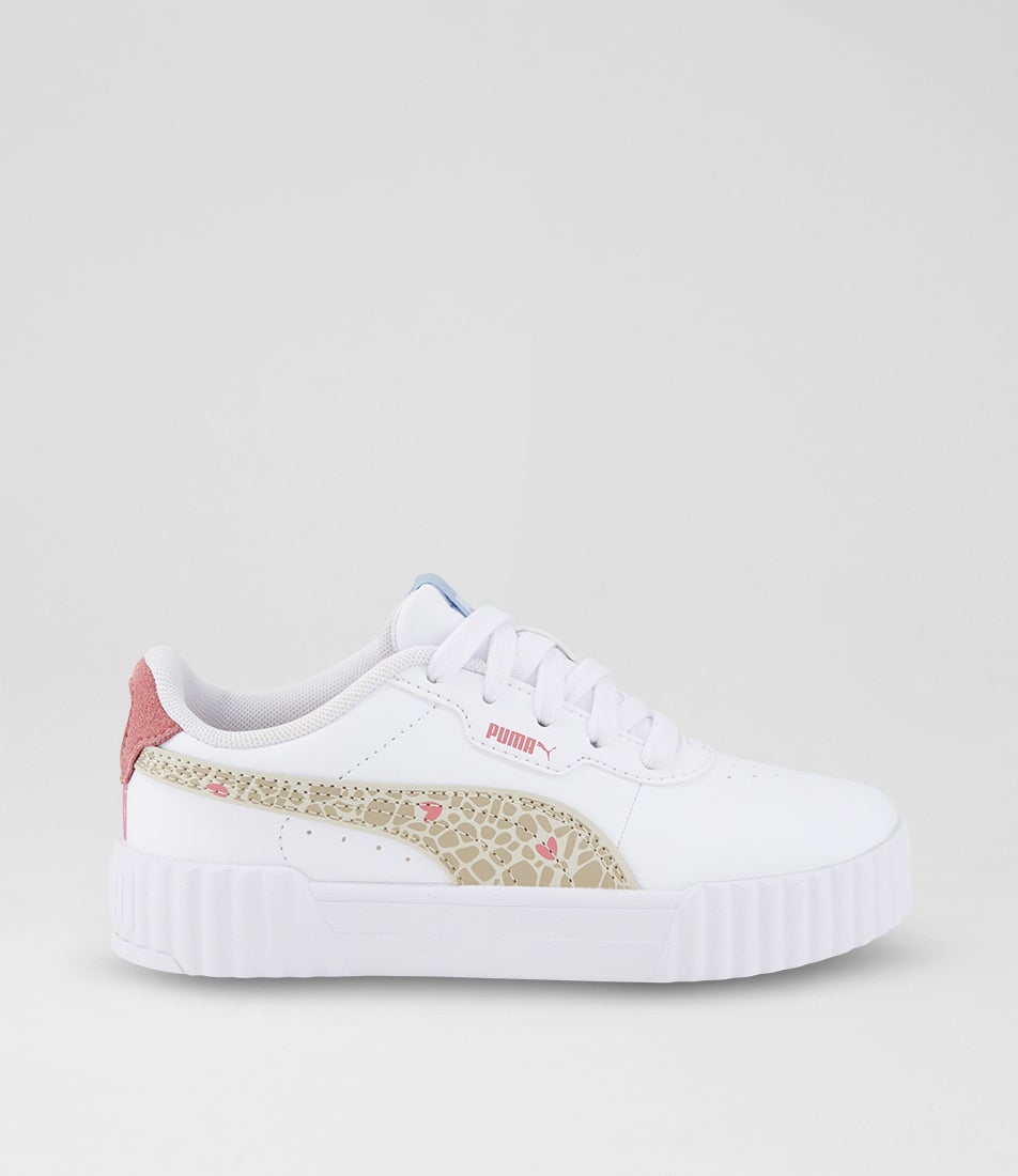 Carina 3 Junior White Birch Synthetic Leather Lace Up Sneakers