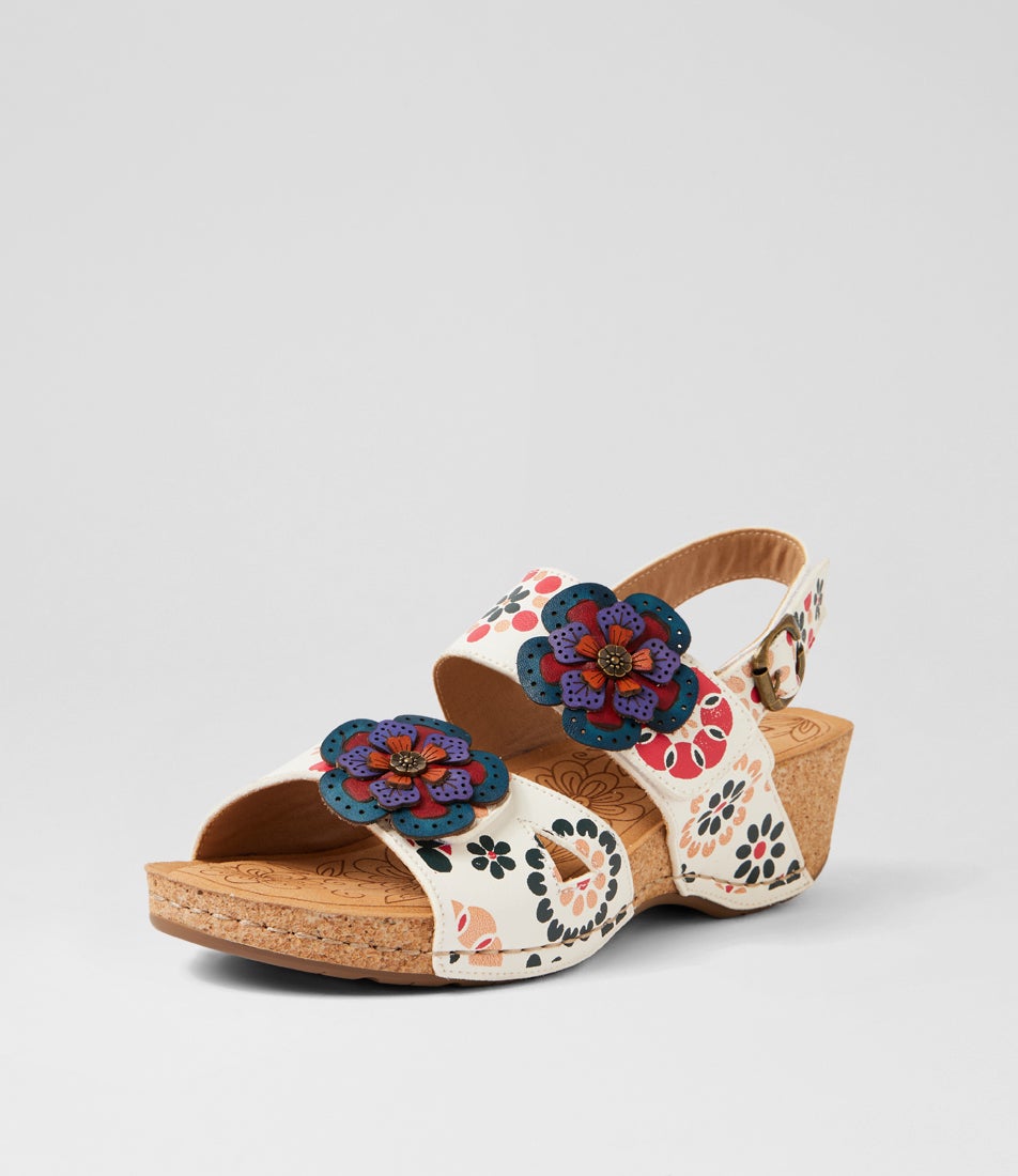 Juliette White Garden Leather Heeled Sandals
