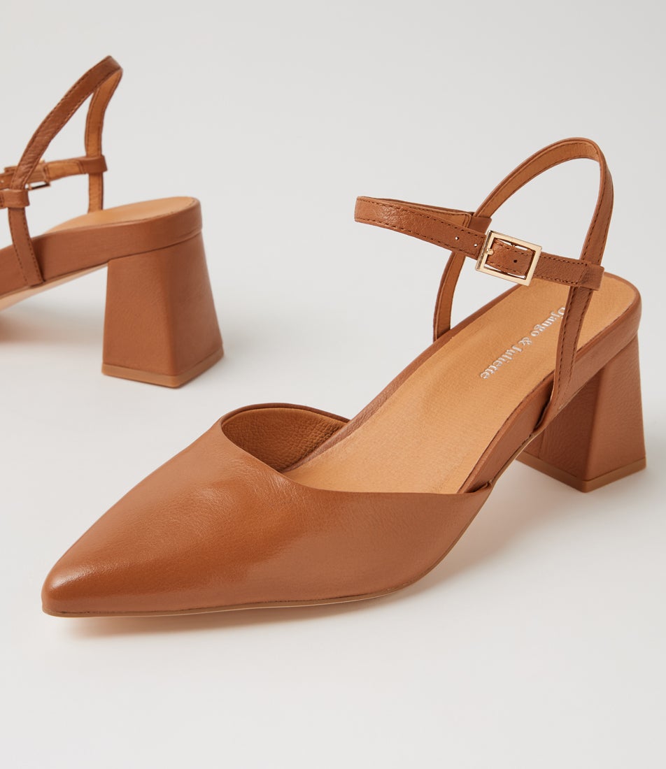 Wellas Dark Tan Leather Heels