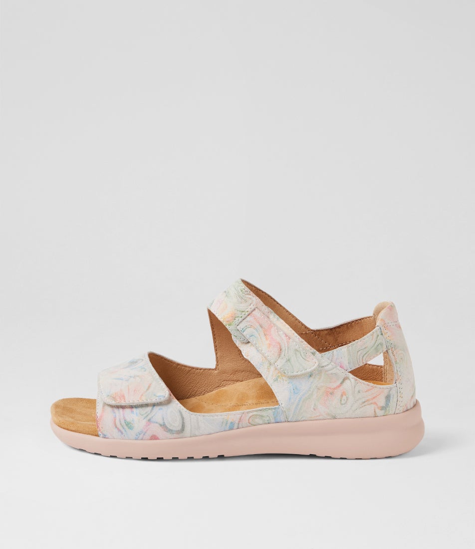 Bopen Xw Nude Floral Leather Sandals