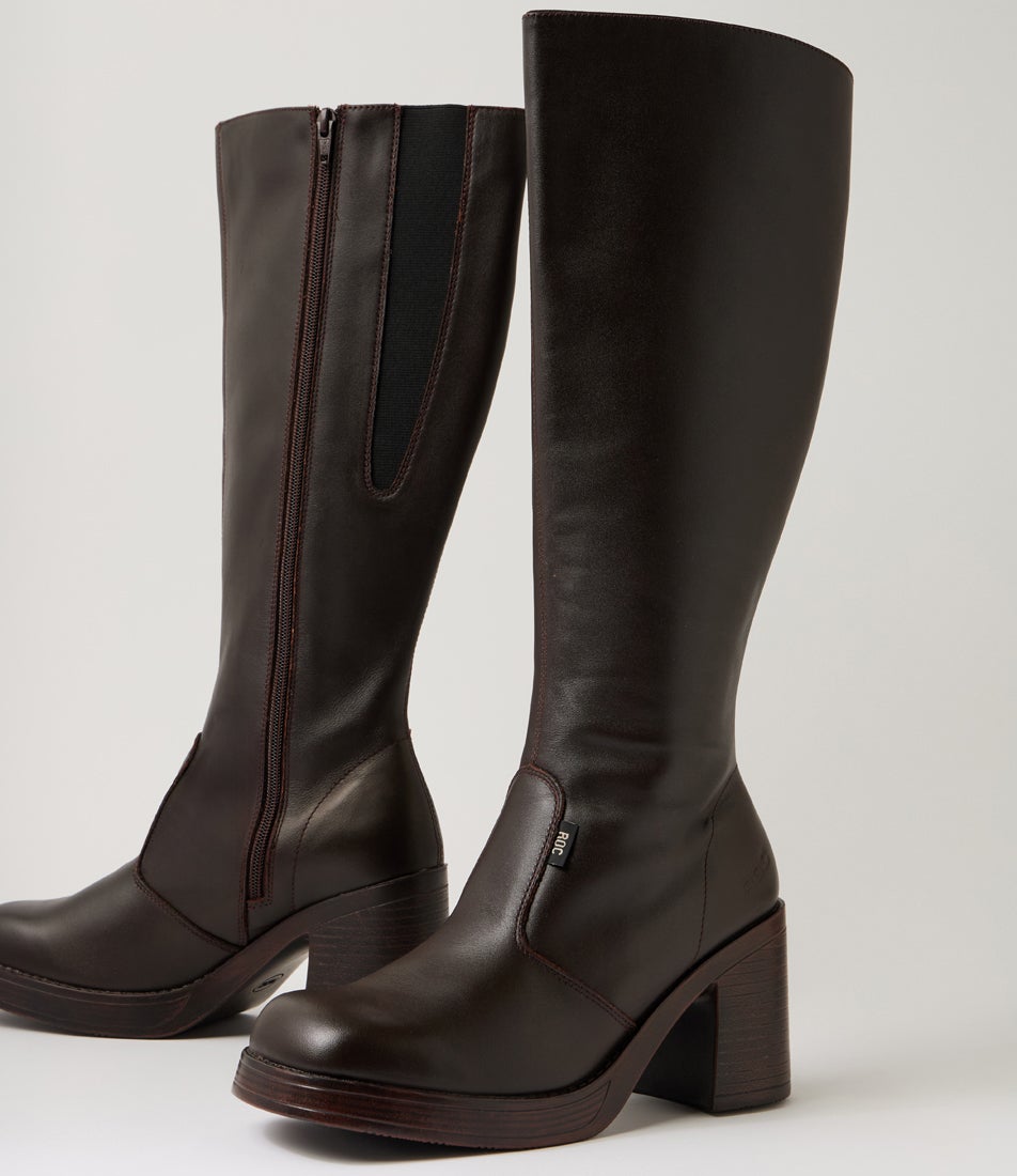 Idaho Wide Calf Brown Leather Knee High Boots Idaho Wide Calf Brown Leather Knee High Boots