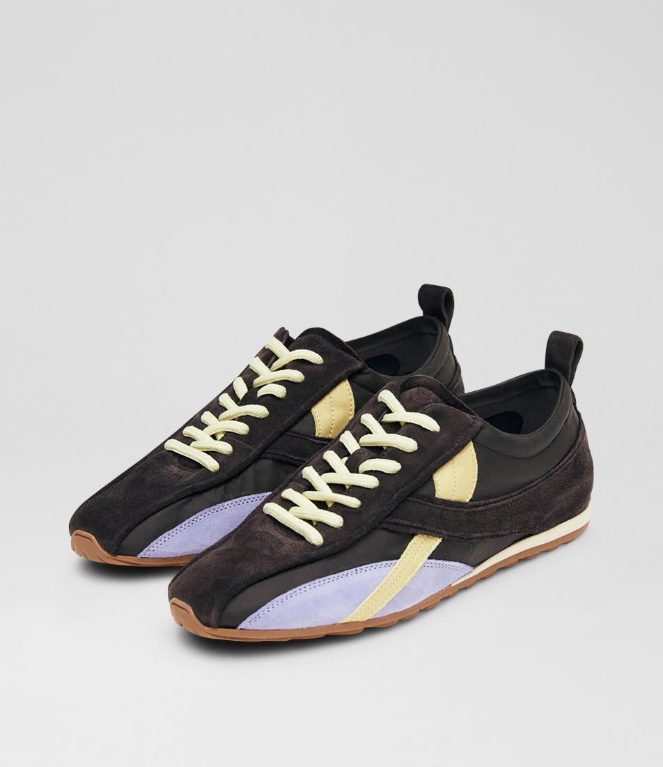 Tb 304 Nylon Brown Leather Sneakers
