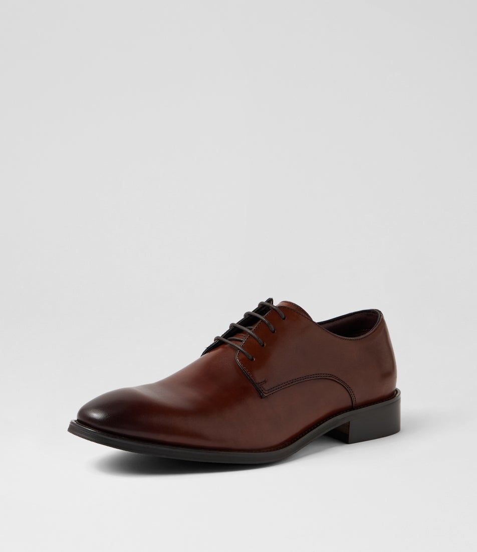 Bourke Dark Tan Leather Lace Up Flats
