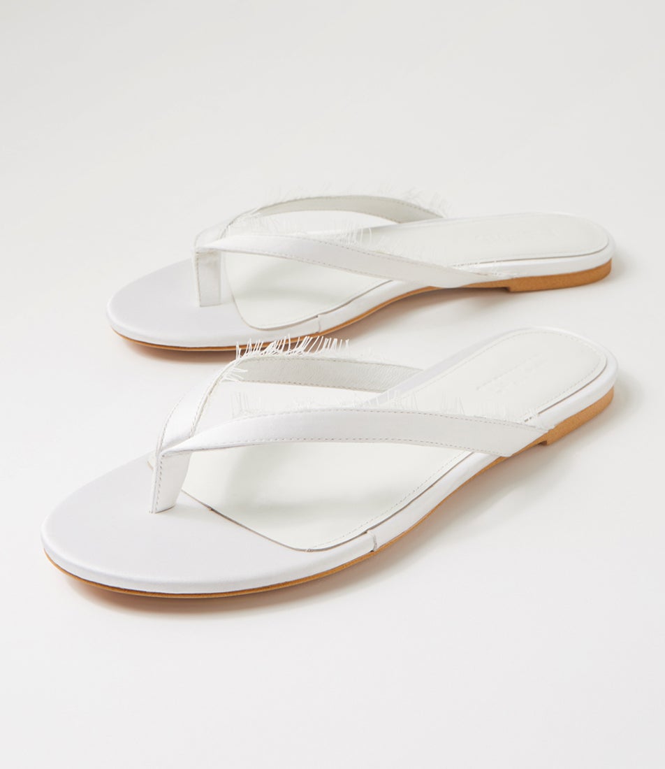 Dinnah White Satin Thongs