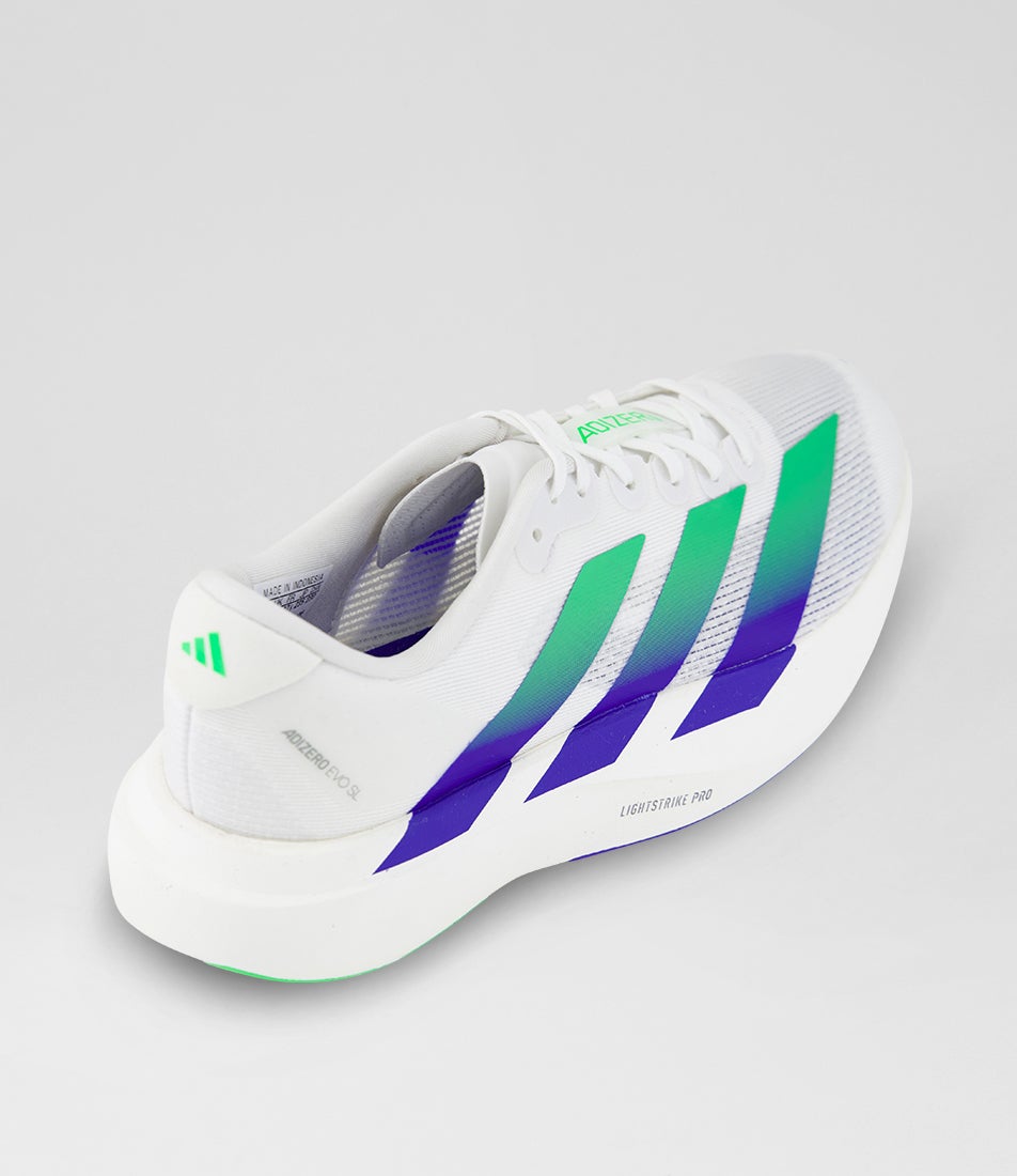 Adizero Evo Sl Youth White Screaming Green Blue Mesh Sneakers