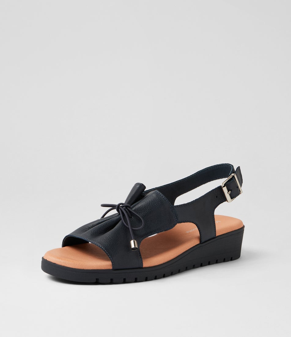 Malika Navy Leather Sandals