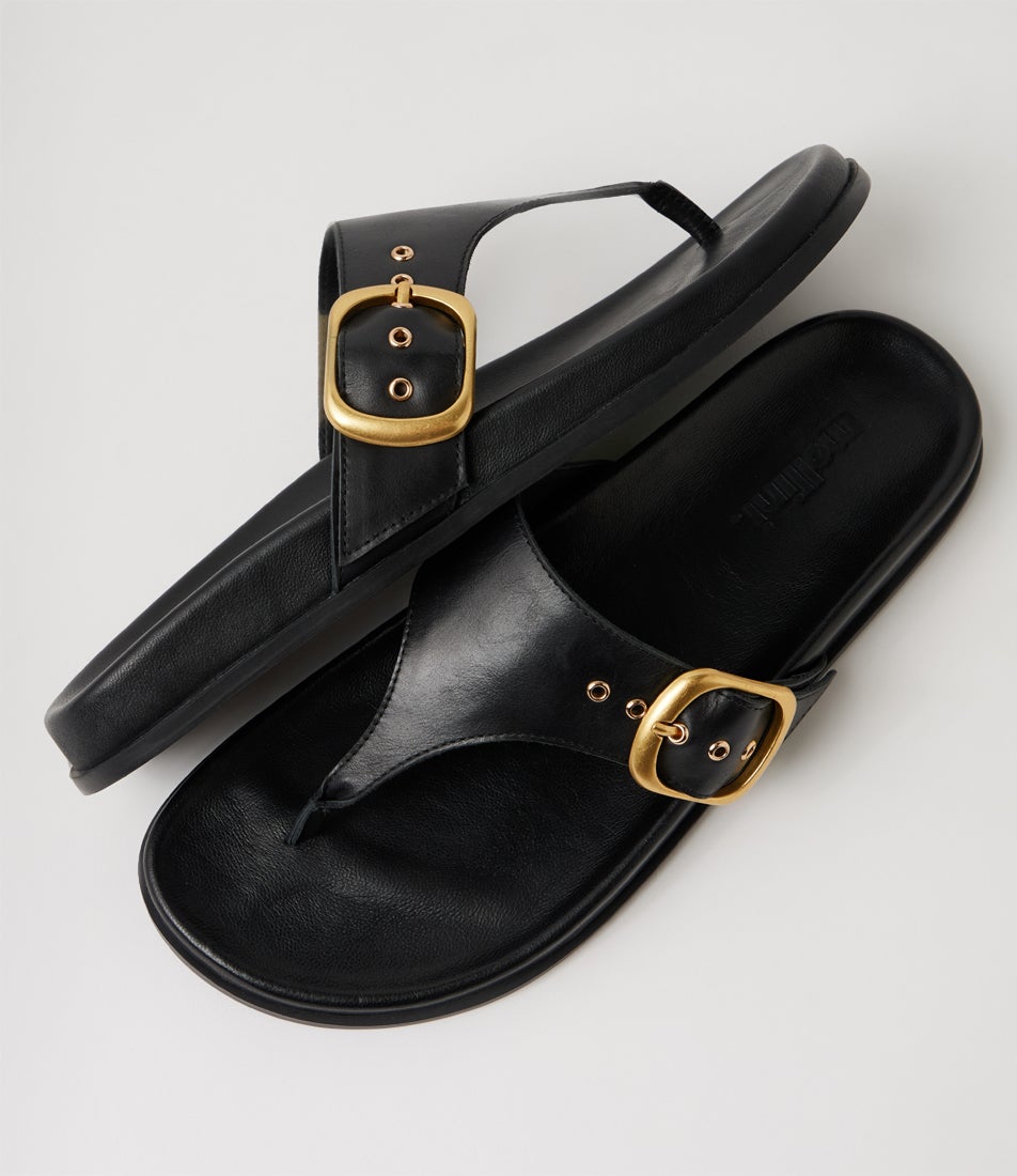Hectore Black Leather Thongs