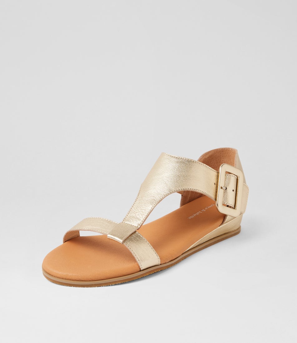Huntlee Pale Gold Leather Sandals