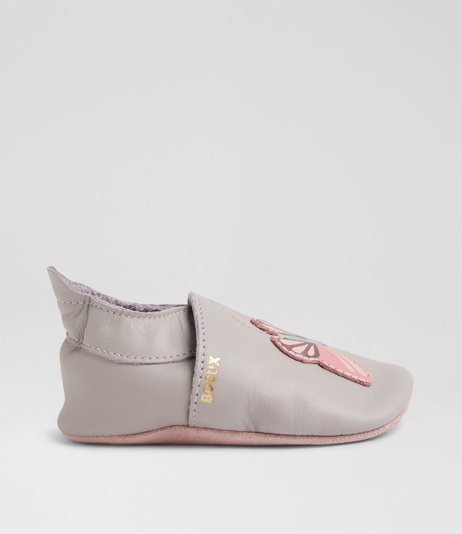Ss Butterfly Pre Walker Lilac Leather Slip Ons