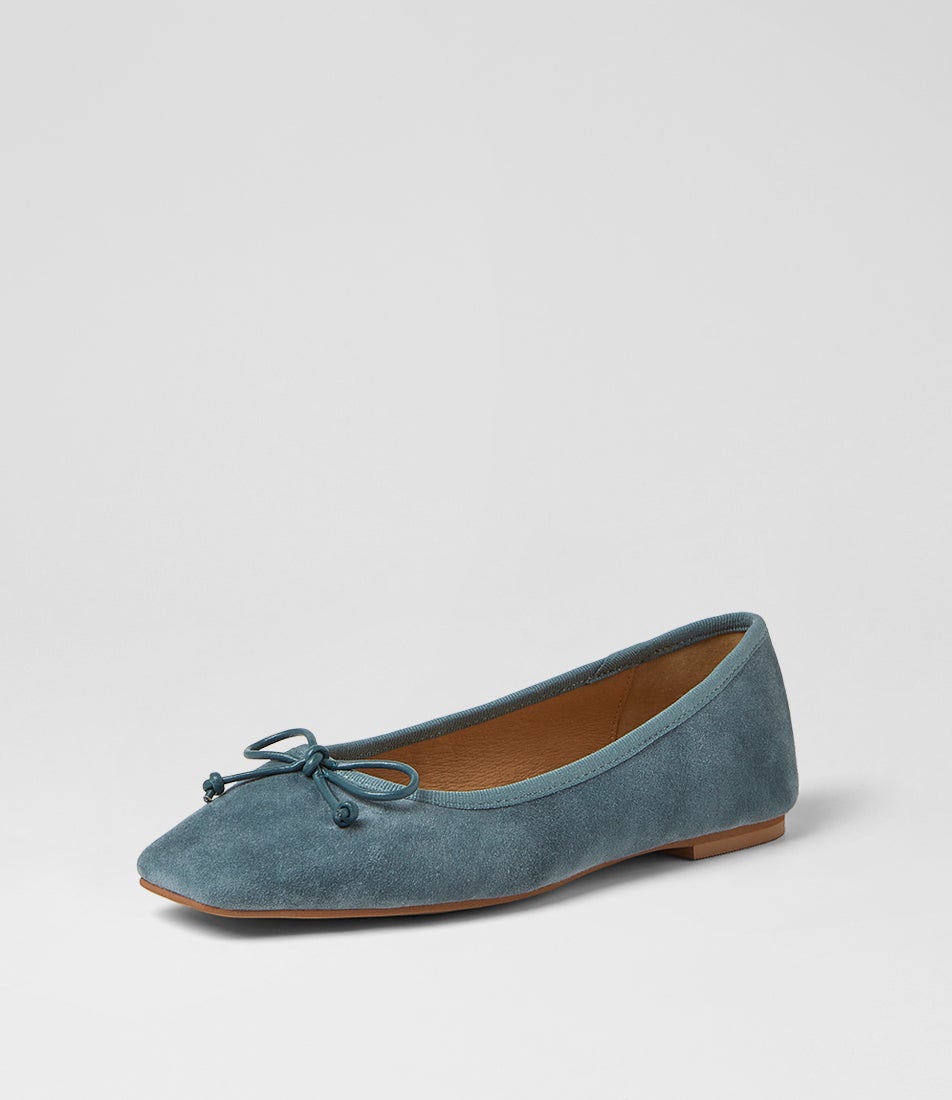 Zokena Blue Denim Suede Ballet Flats