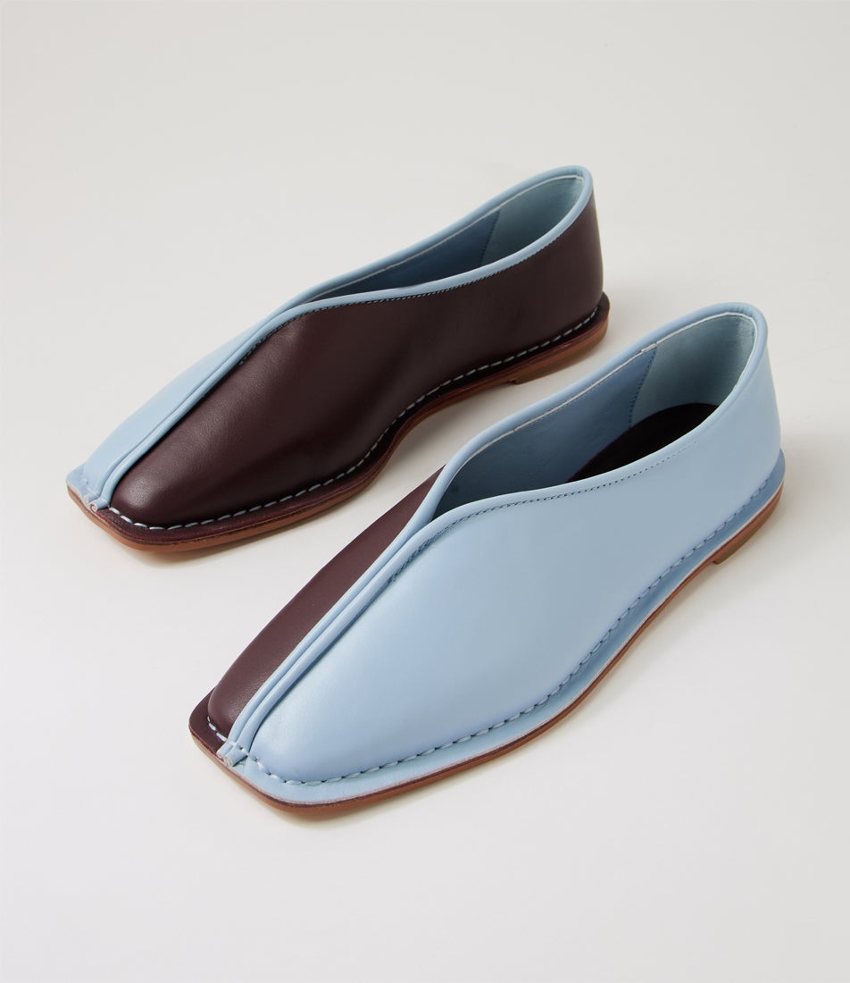 Ada Dark Cherry Sky Leather Ballet Flats