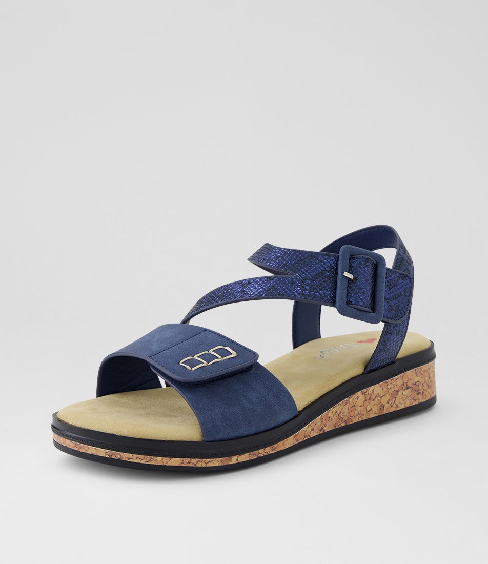 Trancine Dark Blue Snake Nubuck Pu Sandals Trancine Dark Blue Snake Nubuck Pu Sandals
