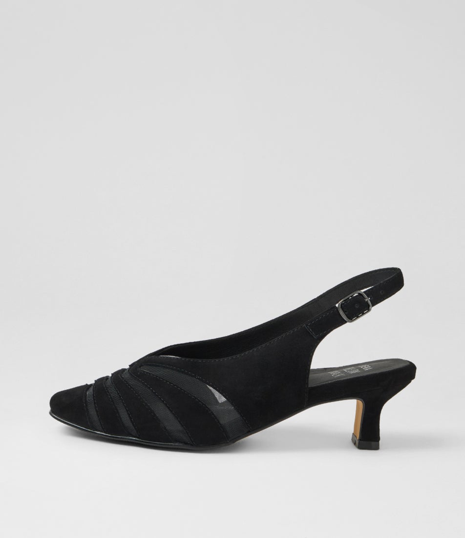 Olepa Xw Black Suede Mesh Heels