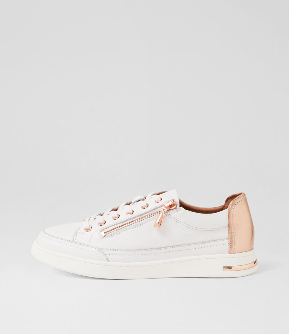 Catorina White Rose Gold Multi Lace Up Sneakers