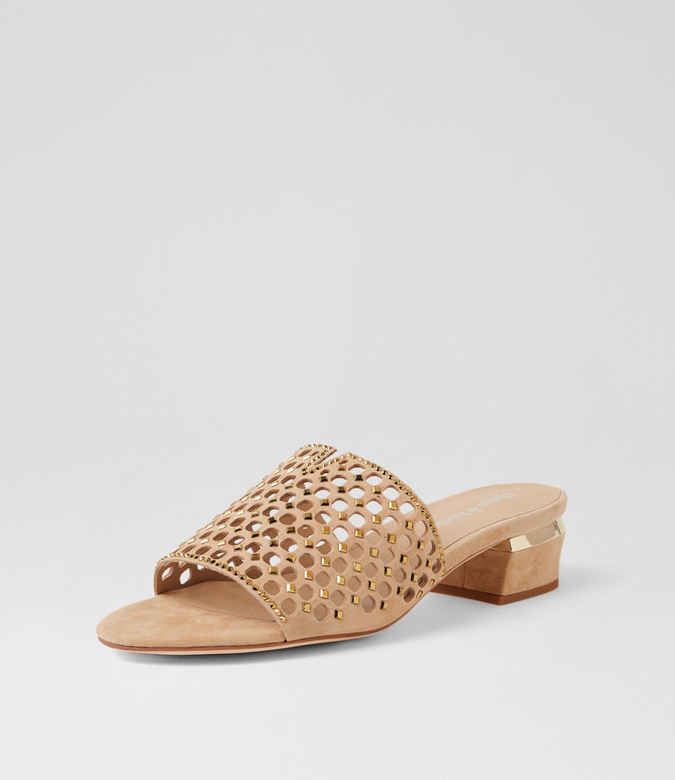 Tropics Sandy Gold Suede Jewels Sandals