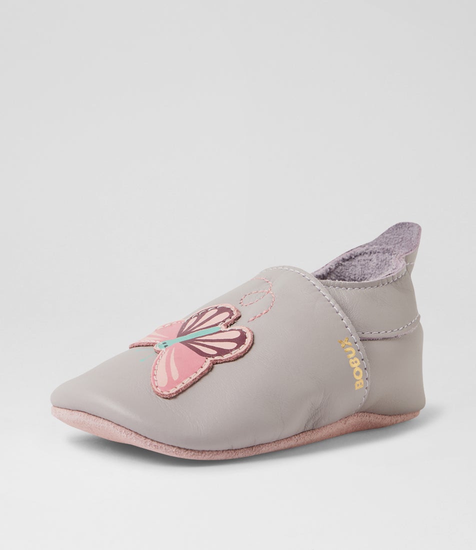 Ss Butterfly Pre Walker Lilac Leather Slip Ons