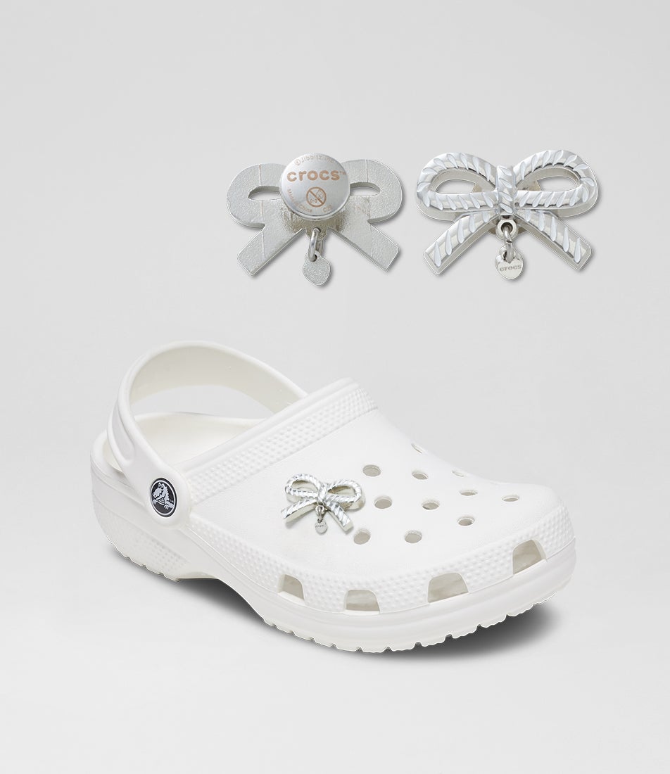 Gold Bow Gem Junior Silver Jibbitz