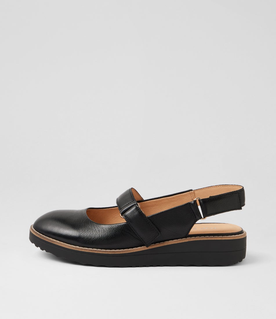 Olora Black Leather Mary Janes