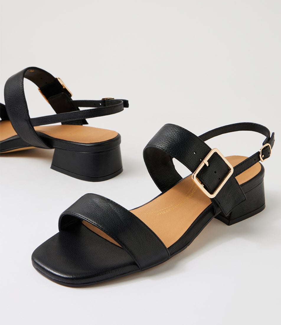 Merila W Black Leather Sandals